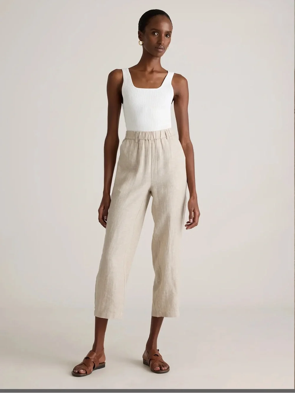 Quince 100% European Linen Pants Flax Beige Small Quiet Luxury Neutral Pull on